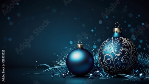 Festive Christmas Background with Red and Gold Baubles and Snowy Accents