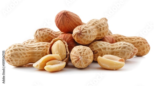 peanuts isolated on white background with clipping path and full depth of field