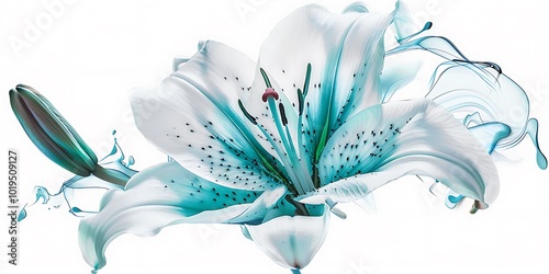 Blue lily flower isolated on white background.illustration. photo