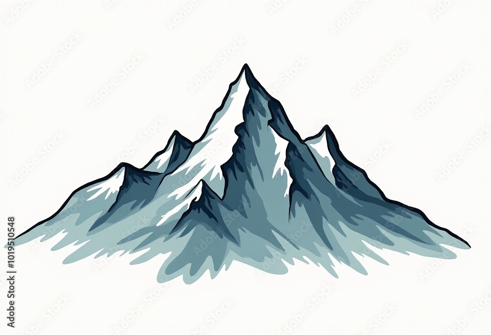 Charming Hand-Drawn Mountain Landscapes: Ideal Vectors for Posters, Cards, and Digital Art Creations