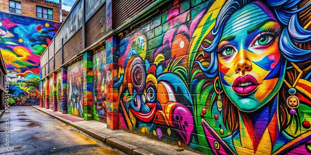 Fototapeta premium Vibrant Urban Graffiti Art Background with Colorful Patterns and Bold Designs for Creative Projects