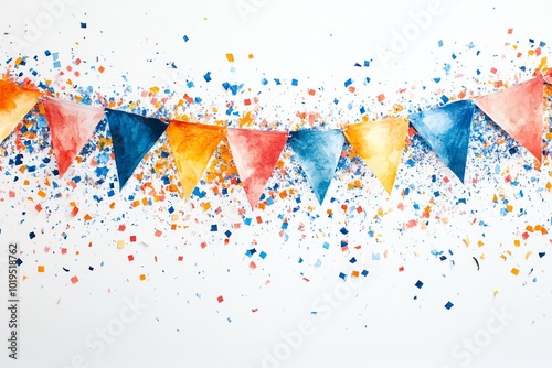 Colorful watercolor banners on white isolate background.