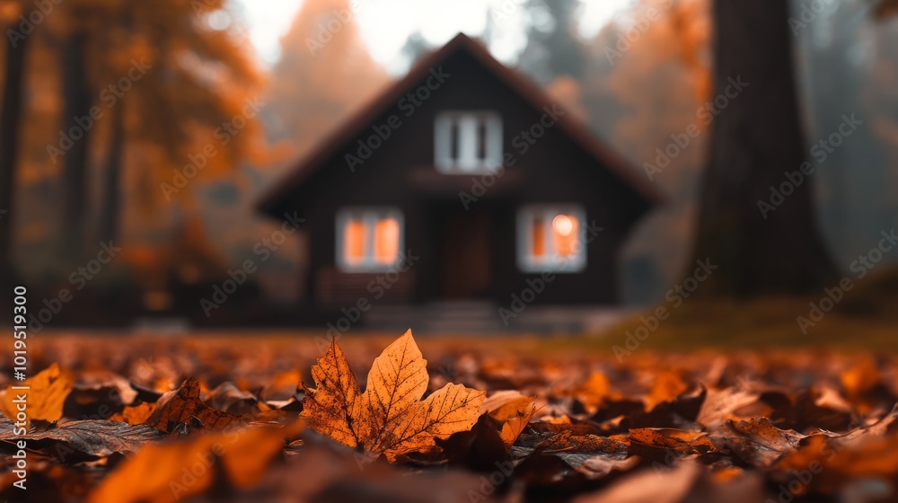 Colorful spring leaves fall on the ground behind a small, pleasant house. Amidst nature in the middle of the forest
Colorful spring leaves fall on the ground behind a small, pleasant house. Amidst nature in the middle of the forest