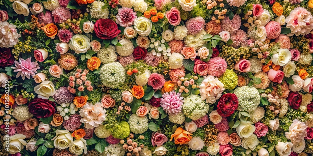 A Symphony of Hues and Textures An Abundant Display of Blossoms in Vibrant Shades and Delicate Petals, Each a Unique Expression of Nature's Artistry