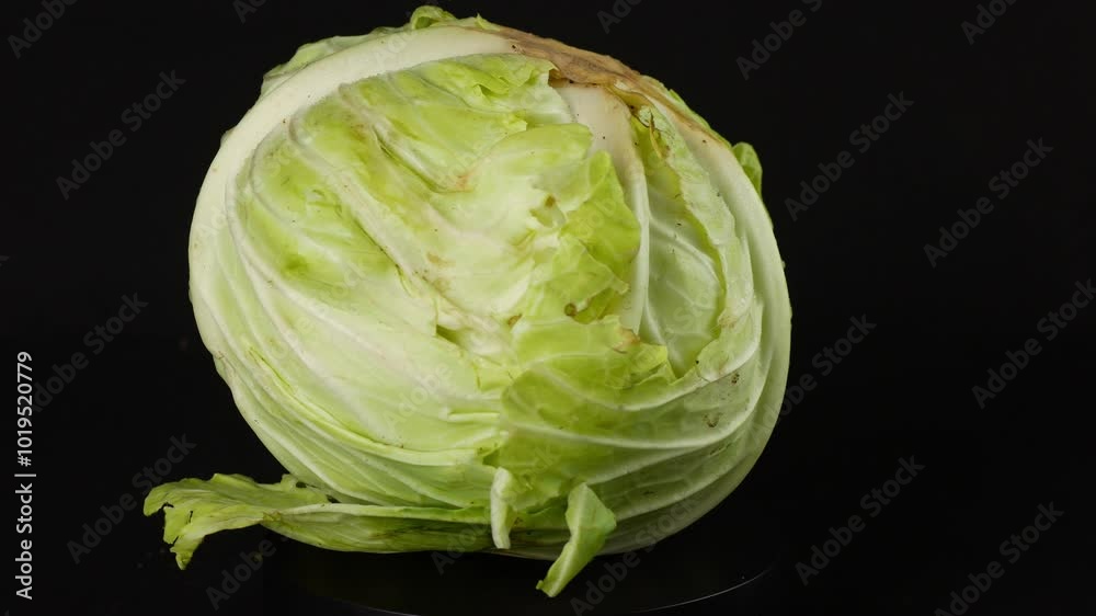 Close-up shot of a fresh green cabbage, highlighting its natural texture and crisp leaves, ideal for healthy meals and cooking. Close-up shot of a fresh green cabbage, highlighting its natural texture and crisp leaves, ideal for healthy meals and cooking.