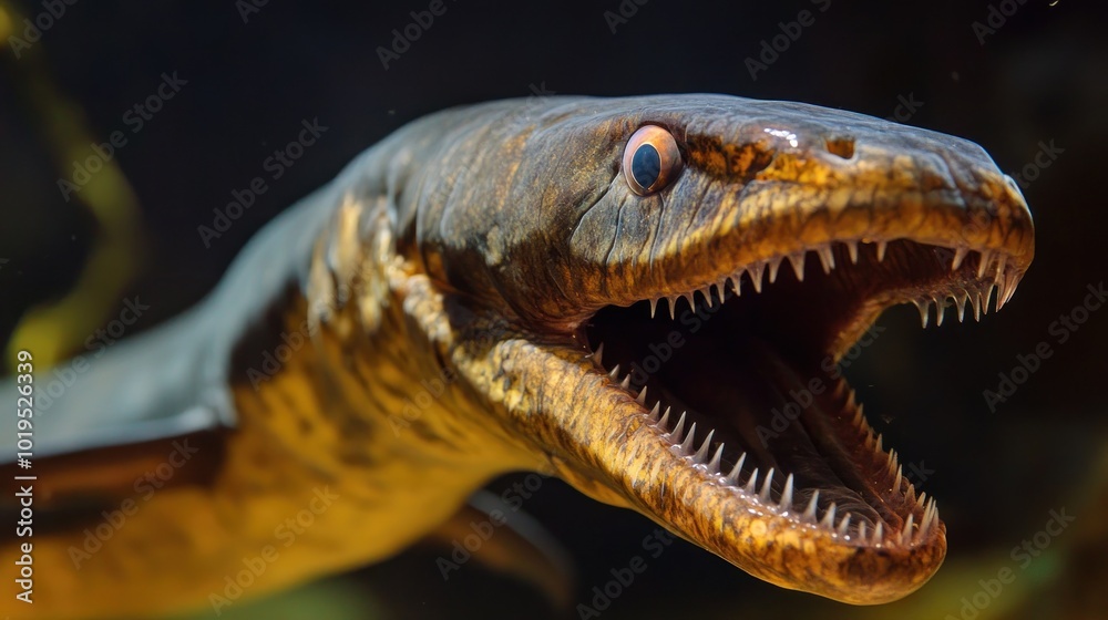 Close-up of a Snakehead Fish with Open Mouth Close-up of a Snakehead Fish with Open Mouth