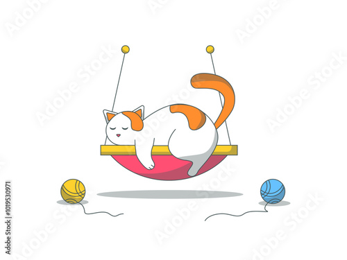 Cat is sleeping. Cats illustration. Flat vector illustration.