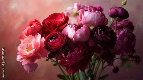 Vibrant Bouquet of Pink and Burgundy Ranunculus