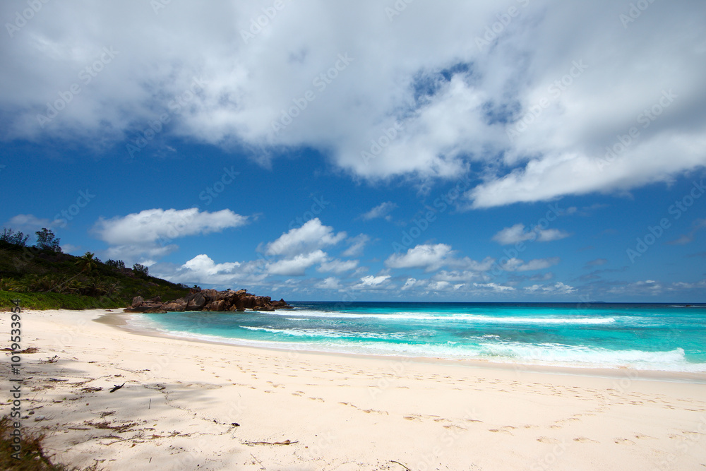The scenery of Seychelles islands in the Indian Ocean