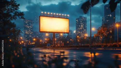 Digital Billboard Mockup with LED Screen