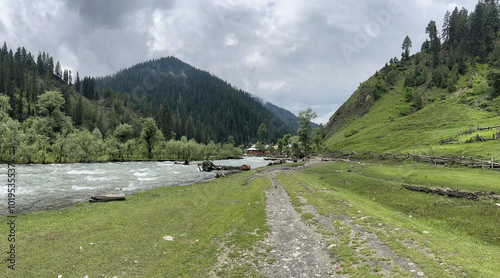 landscape with lake and mountains