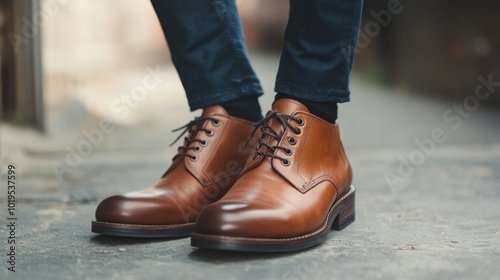 Brown Leather Boots Close-Up