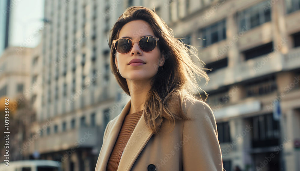 Confident Woman in Sunglasses on Urban City Street - Modern Fashion and Lifestyle Photograph Confident Woman in Sunglasses on Urban City Street - Modern Fashion and Lifestyle Photograph