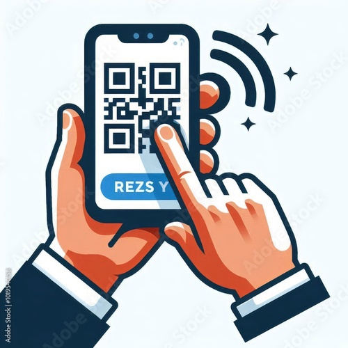 Mobile phone scanning qr code vector illustration, generative withe ai