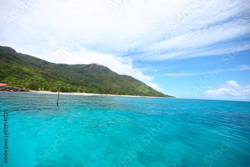 The scenery of Seychelles islands in the Indian Ocean