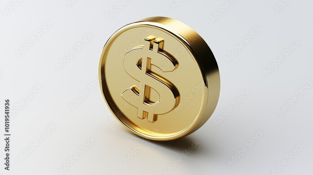 Stunning Gold Coin Displaying Dollar Sign for Financial Themes Stunning Gold Coin Displaying Dollar Sign for Financial Themes