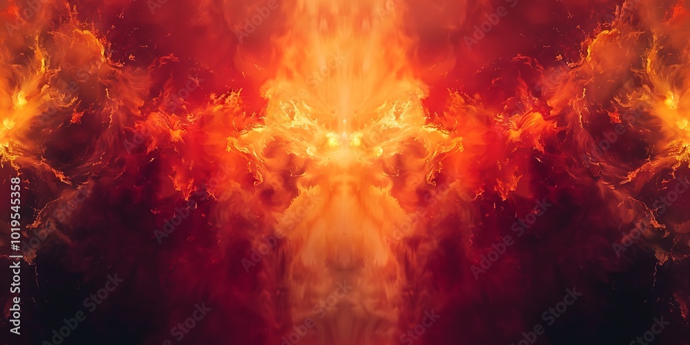 Fototapeta premium Burning fire in space, computer generated abstract background,