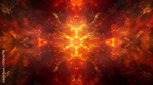 Burning fire in space, computer generated abstract background,