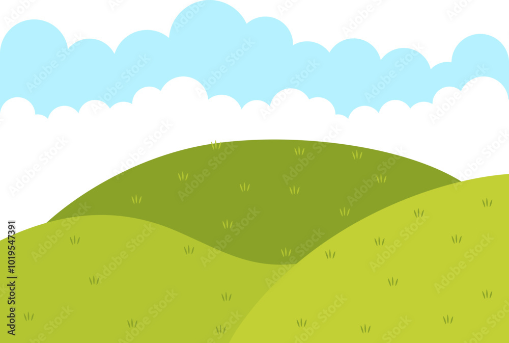 Obraz premium Green Field Cartoon Illustrations