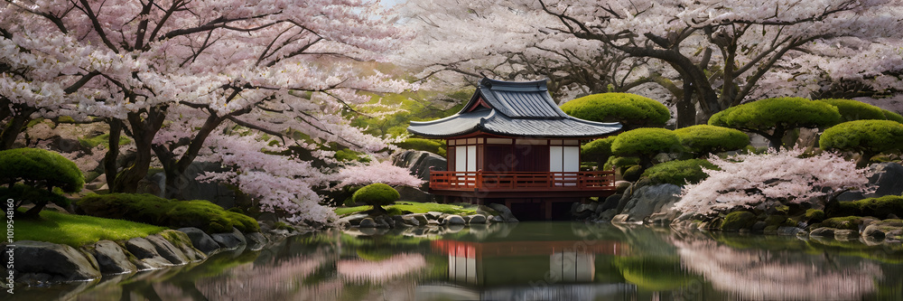Cherry blossom backdrop, Japanese style house in Kaohsiung