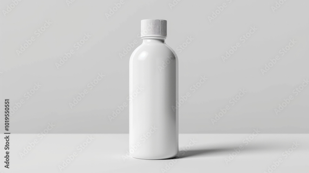 Empty white bottle model on a clean white background, showcasing a sleek design for product packaging or branding purposes. AI generative Empty white bottle model on a clean white background, showcasing a sleek design for product packaging or branding purposes. AI generative