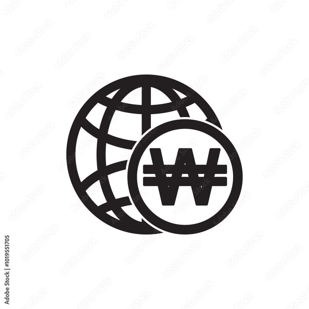 Won currency symbol icon, vector illustration design Won currency symbol icon, vector illustration design