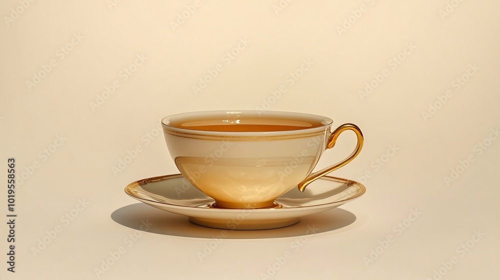 Delicate porcelain tea cup with a saucer isolated on a white background perfect for elegant tea time imagery Delicate porcelain tea cup with a saucer isolated on a white background perfect for elegant tea time imagery