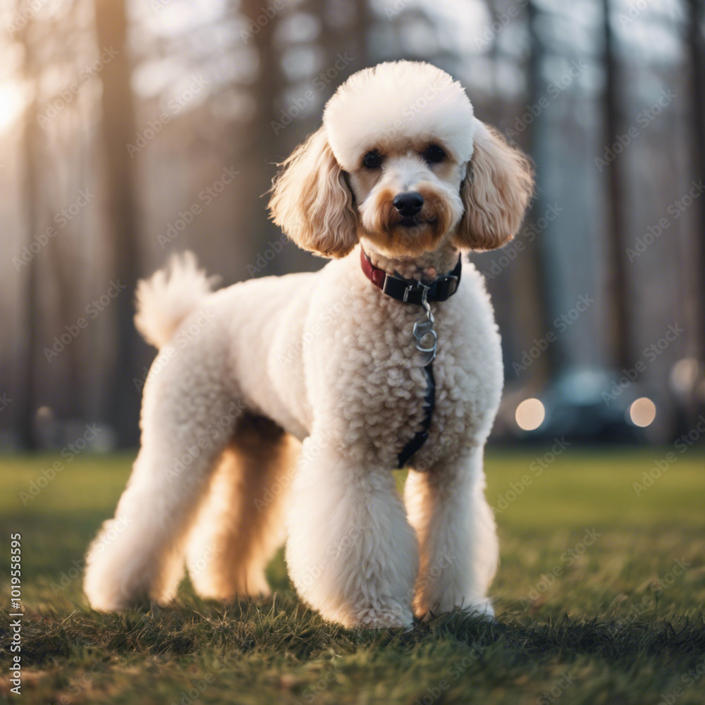 Realistic Poodle Dog Closeup View Realistic Poodle Dog Closeup View
