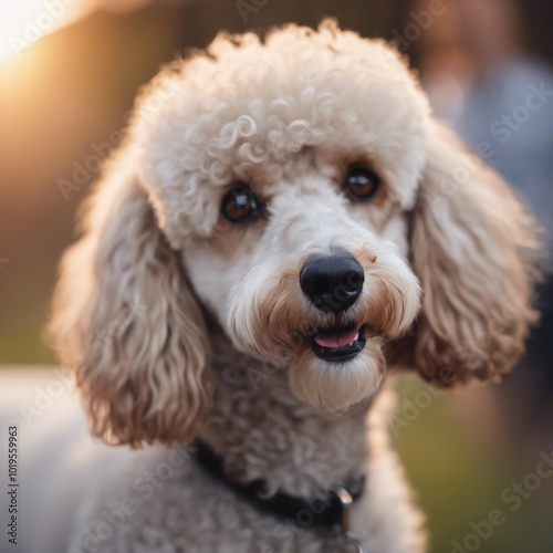 Realistic Poodle Dog Closeup View