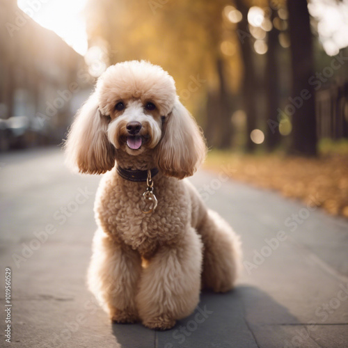 Realistic Poodle Dog Closeup View