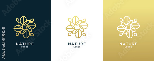 Floral ornament logo and icon, Abstract beauty flower vector logo design collection.