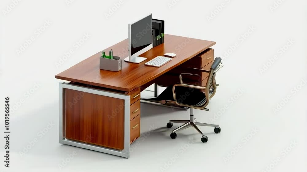 Office Desk Rotation in 3D Format Office Desk Rotation in 3D Format