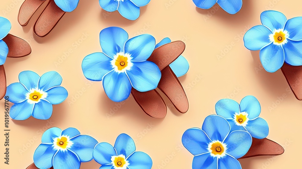 Obraz premium Watercolor Minimalist Forget-Me-Nots Floral Art