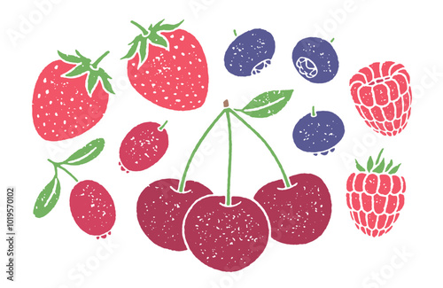 Set of berries with grainy texture