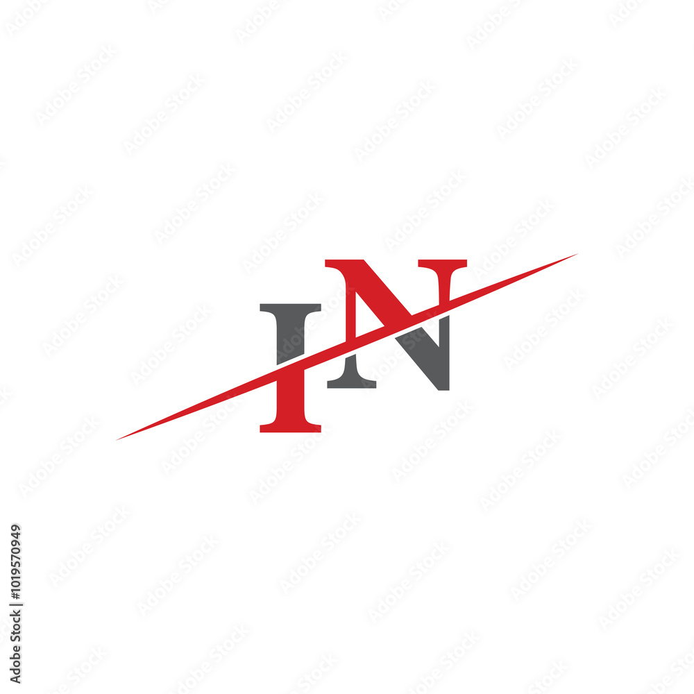 Minimalist IN Logo with Dynamic Diagonal Line Minimalist IN Logo with Dynamic Diagonal Line