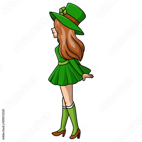 Cute girl wearing costume leprechaun