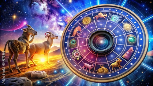 Wallpaper Mural Zodiac Signs of Virgo and Aries Represented Through Astrological Symbols and Celestial Imagery Torontodigital.ca