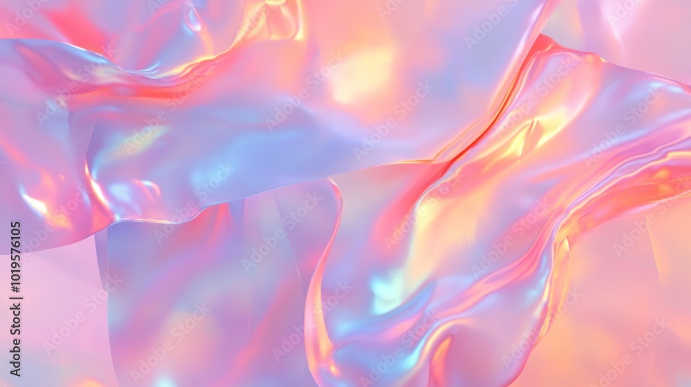 Fototapeta premium Colorful, flowing piece of fabric with a pink and blue hue.