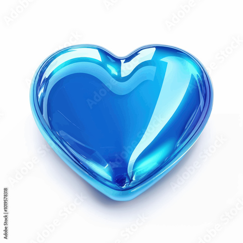 Blue Glass Heart 3D Rendering 
