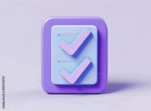 3D Checklist Icon with Checkmarks 
