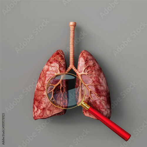 Human Lungs Magnifying Glass 
