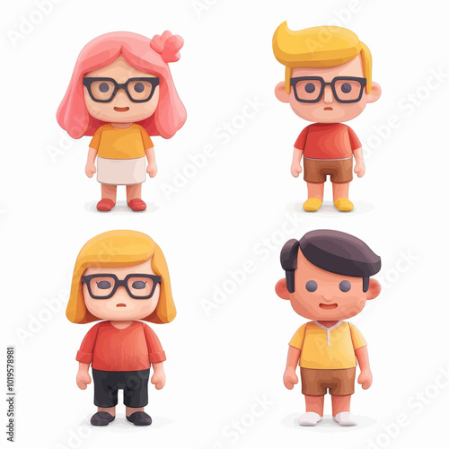 3D Cartoon Characters Set  

