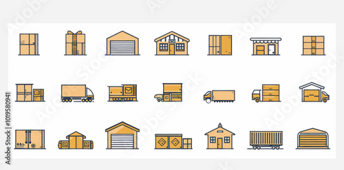 Warehouse and Delivery Icons Set 
