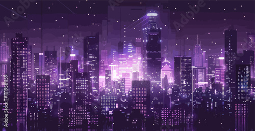 Neon Cityscape at Night 
