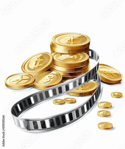 Film Reel and Gold Coins