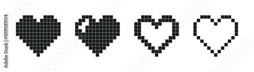 heart pixel icon vector design illustrator