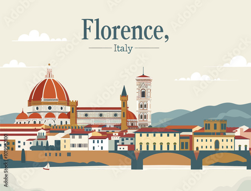 Florence, Italy Skyline Illustration 
