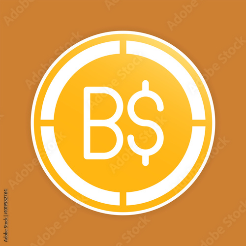 Dollar currency coin icons. Bahamian money symbol, with gradient effect
