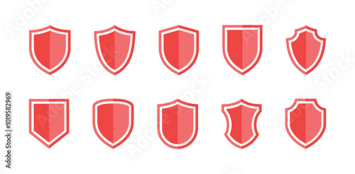 shield vector set red vector design illustrator