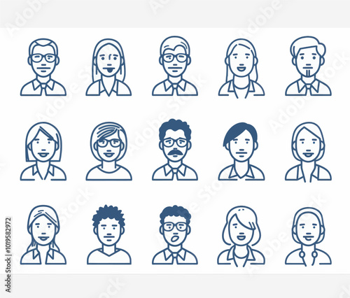 Set of Diverse User Avatar Icons 
